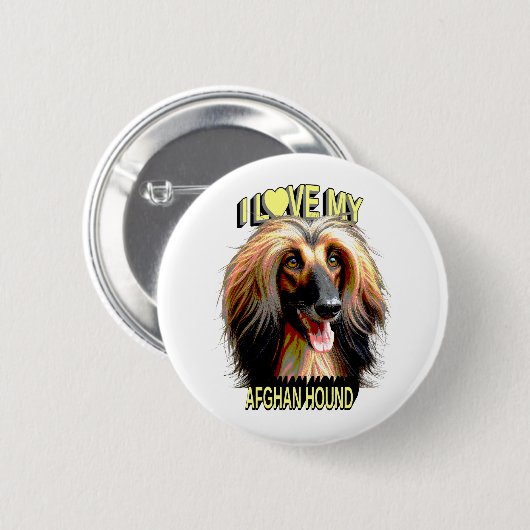 I Love My Afghan Hound – Elegant Dog Lover Design Button (Vorne & Hinten)
