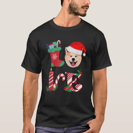 I Love My Akita Lovers Owners Christmas Gift T-Shirt (Vorderseite)