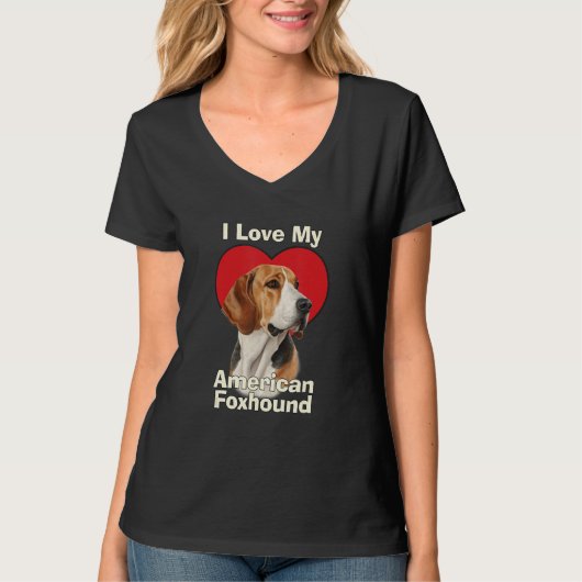 I Love My American Foxhound Puppy Dog T-Shirt (Vorderseite)