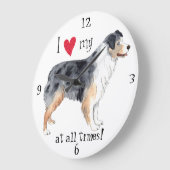 I Love my Australian Shepherd Große Wanduhr (Winkel)