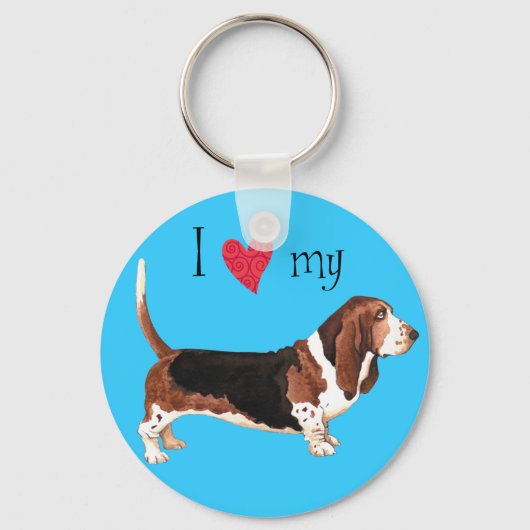 I Love my Basset Hound Schlüsselanhänger (Vorderseite)