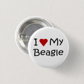 I Love My Beagle Dog Lover Ohrts and Apparel Button (Vorne & Hinten)