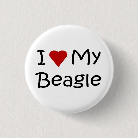 I Love My Beagle Dog Lover Ohrts and Apparel Button (Vorderseite)