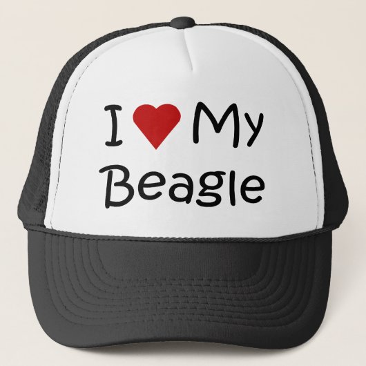 I Love My Beagle Dog Lover Ohrts and Apparel Truckerkappe (Vorderseite)