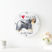 I Love my Bearded Collie Große Wanduhr (Zuhause)