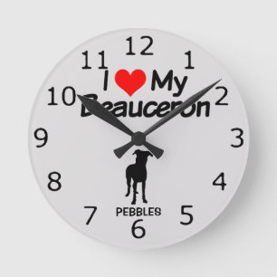 I Love My Beauceron Runde Wanduhr