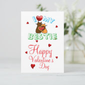 I Love My Bestie Heart Karte (Stehend Vorderseite)