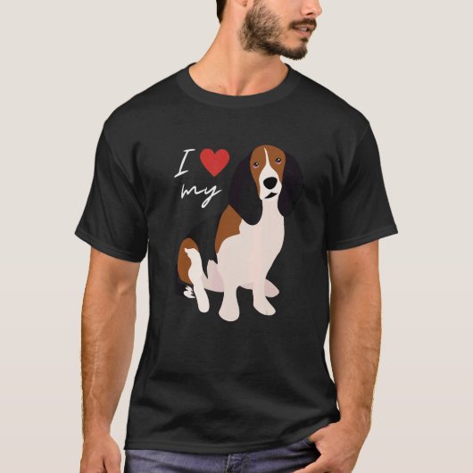 I Love My Black  Brown & White Basset Hound Dog   T-Shirt (Vorderseite)