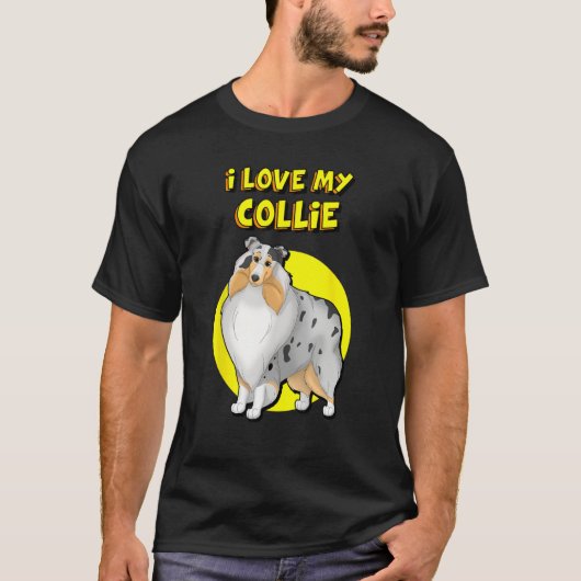 I Love My Blue Merle White & Tan Rough Collie T-Shirt (Vorderseite)