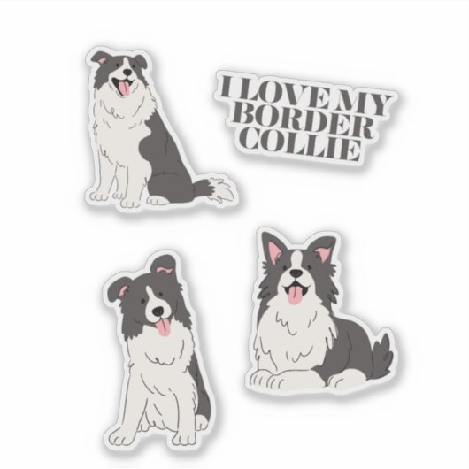 I Love My Border Collie Stickers Aufkleber (Vorderseite)