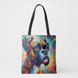 I Love My Boxer Pop Art Dog Personalized Tasche