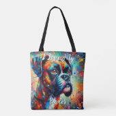 I Love My Boxer Pop Art Dog Personalized Tasche (Rückseite)