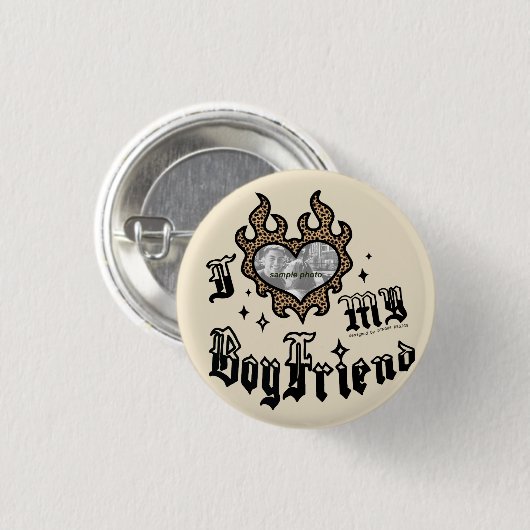 I Love My Boyfriend - Cheetah - DingusDesign Button (Vorne & Hinten)