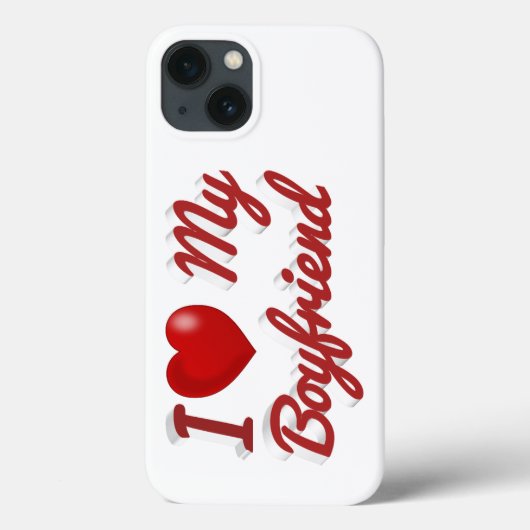 I Love My Boyfriend cute red text iPhone Case (Rückseite)
