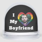 I Love My Boyfriend Gay Pride LGBTQ Custom Photo Schneekugeln (Vorderseite)