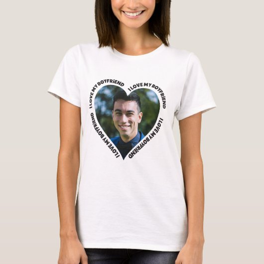 I Love My Boyfriend Heart Wrapped Text Valentines T-Shirt (Vorderseite)