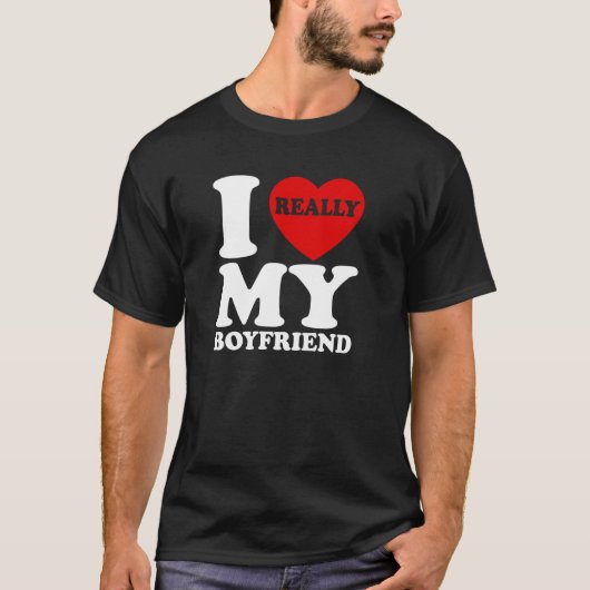 I Love My Boyfriend I Heart BF Funny Couple Valent T-Shirt (Vorderseite)
