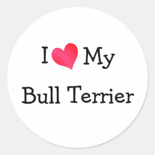 I Love My Bull Terrier Runder Aufkleber