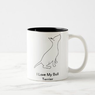 I Love My Bull Terrier Zweifarbige Tasse