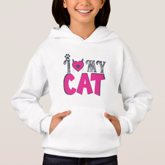 I Love My Cat – Cute Pet Lover Design Hoodie (Vorderseite)