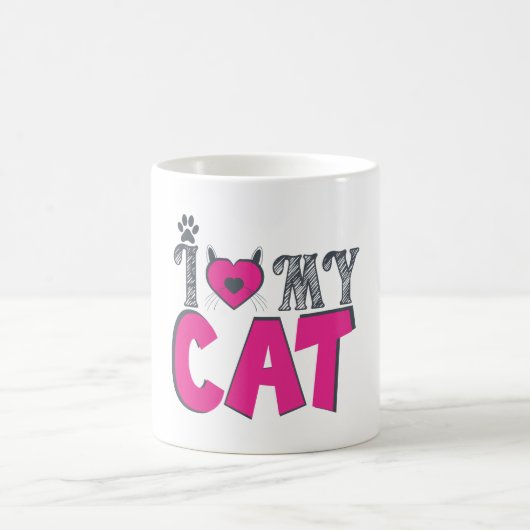 I Love My Cat – Cute Pet Lover Design Kaffeetasse (Mittel)