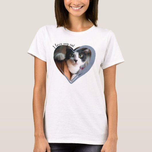 I Love My Cat Heart Photo  T-Shirt (Vorderseite)
