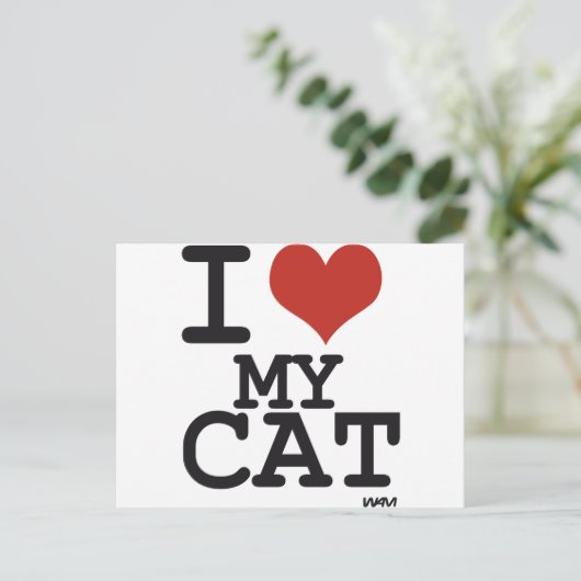 I love my cat postkarte (Stehend Vorderseite)