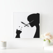 I love my cat - Wall clock Quadratische Wanduhr (Zuhause)