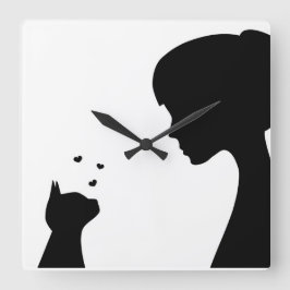 I love my cat - Wall clock Quadratische Wanduhr
