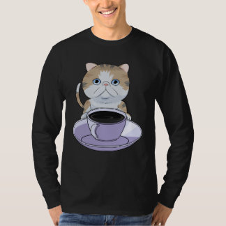 I Love My Coffee and Exotic Shorthair Cat T-Shirt