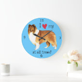 I love my Collie Große Wanduhr (Zuhause)