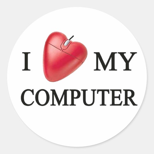 I LOVE MY COMPUTER RUNDER AUFKLEBER (Vorderseite)