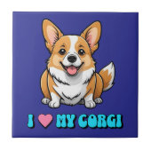 I Love My Corgi Fliese (Vorderseite)