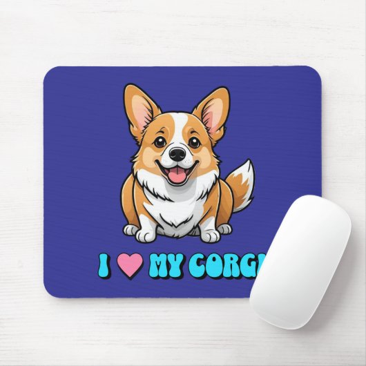I Love My Corgi Mousepad (Mit Mouse)