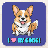 I Love My Corgi Rechteckiger Pappuntersetzer (Vorderseite)