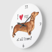 I love my Dachshund Große Wanduhr (Winkel)