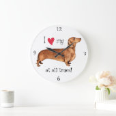 I love my Dachshund Große Wanduhr (Zuhause)