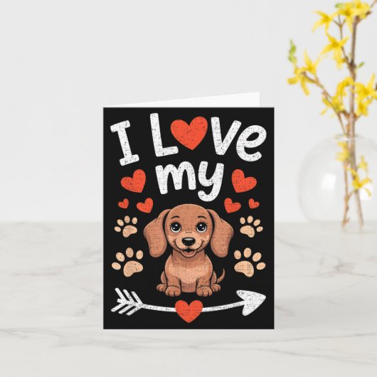 I Love My Dachshund - Wiener Dog Trainer Breeder P Karte (Gelbe Blume)