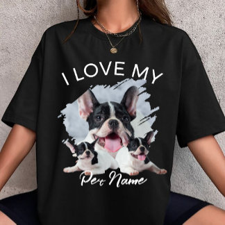 I Love My Dog Custom Photo Pet Cat Personalized  T-Shirt