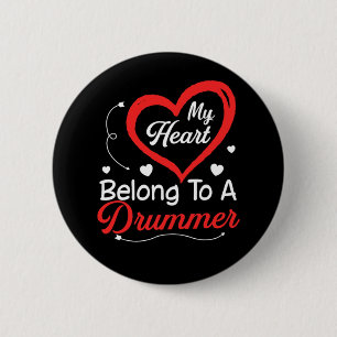 I Love My Drummer Husband Shirt Wife Gifts Valenti Button