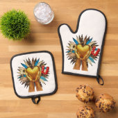 i love my familly Oven Mitt & Pot Holder Set (Oben Unten)