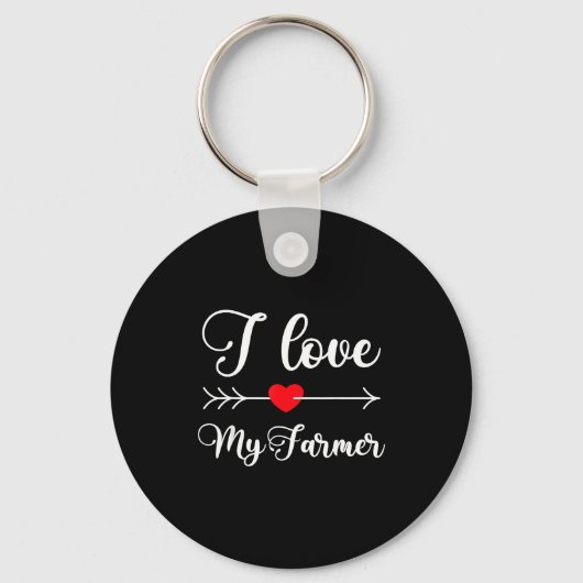 I Love My Farmer Quote Farmer's Wife Girlfriend Hu Schlüsselanhänger (Vorderseite)