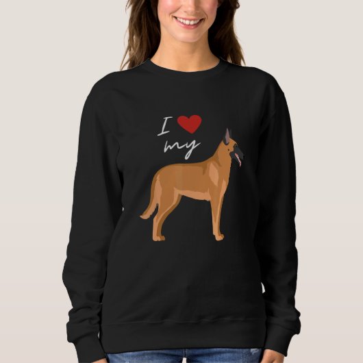 I Love My Fawn Sable Belgian Malinois Dog Sweatshirt (Vorderseite)