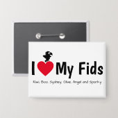 I Love My Fids Feathered Kids Parrot Button (Vorderseite/Rückseite)