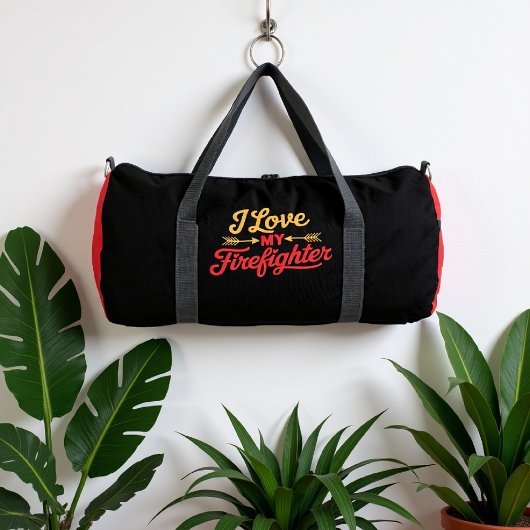 I Love My Firefighter Arrow  Duffle Bag