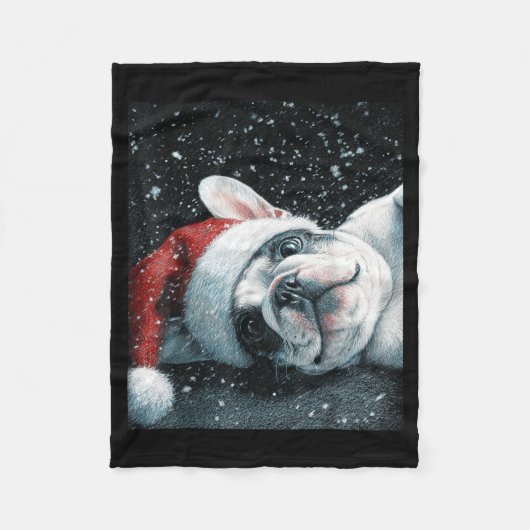 I Love My French Bulldog Christmas Cute  Fleecedecke (Vorderseite)