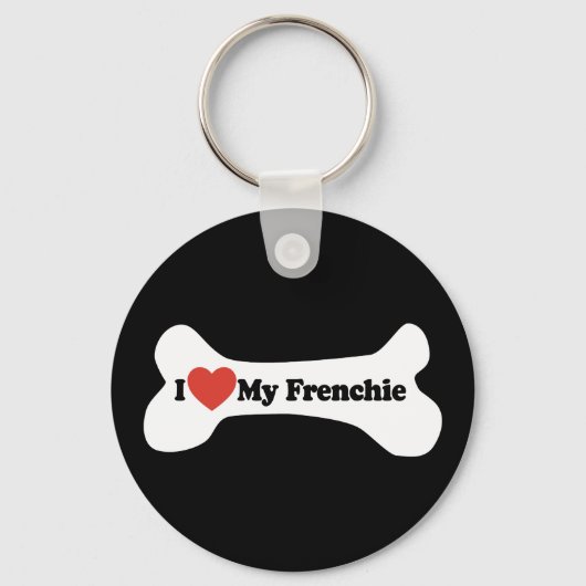 I Love My Frenchie - Dog Bone Schlüsselanhänger (Vorderseite)