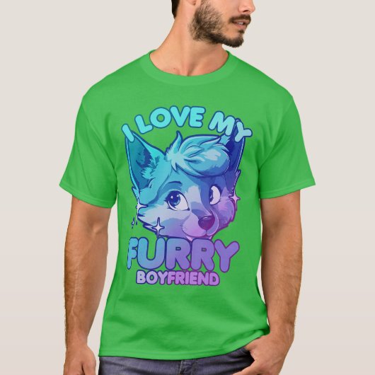 I Love My Furry Boyfriend Anthropomorphism Fursuit T-Shirt (Vorderseite)