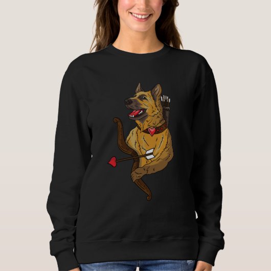 I Love My German Shepherd Cupid Dog  Valentines Da Sweatshirt (Vorderseite)