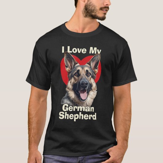 I Love My German Shepherd Puppy Dog T-Shirt (Vorderseite)